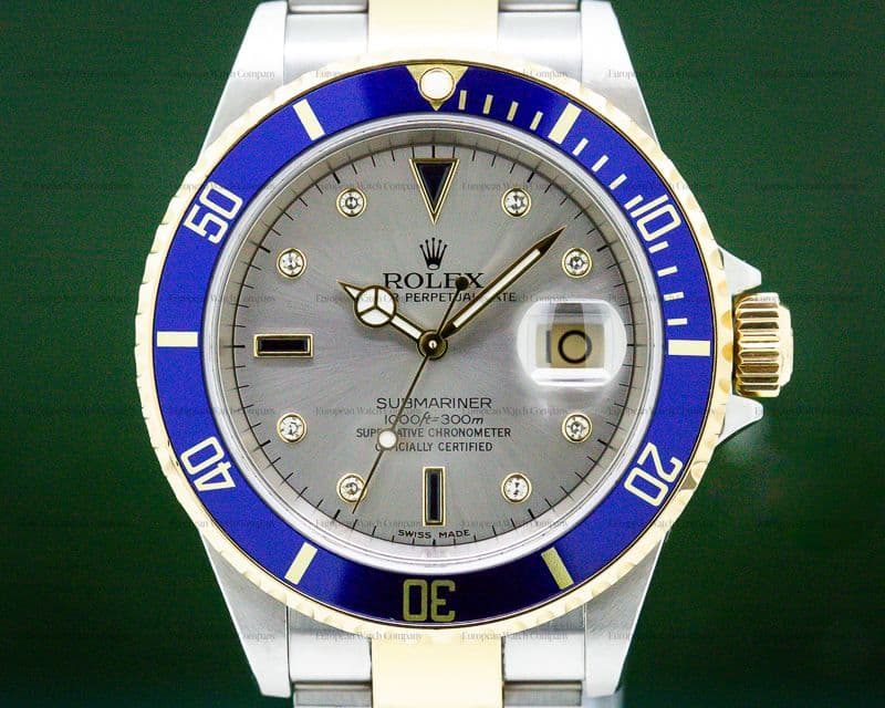 Rolex Submariner 18K / SS Silver Serti Dial 