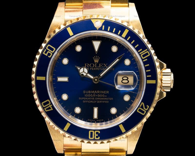 Rolex Rolex Submariner Blue Dial 18K Yellow Gold UNPOLISHED
