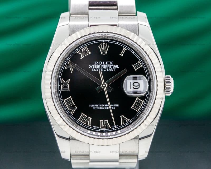 Rolex Datejust Black Roman Dial SS 36MM
