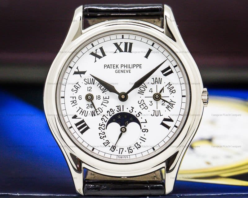 Patek Philippe Perpetual Calendar White Dial Roman 18K White Gold RARE