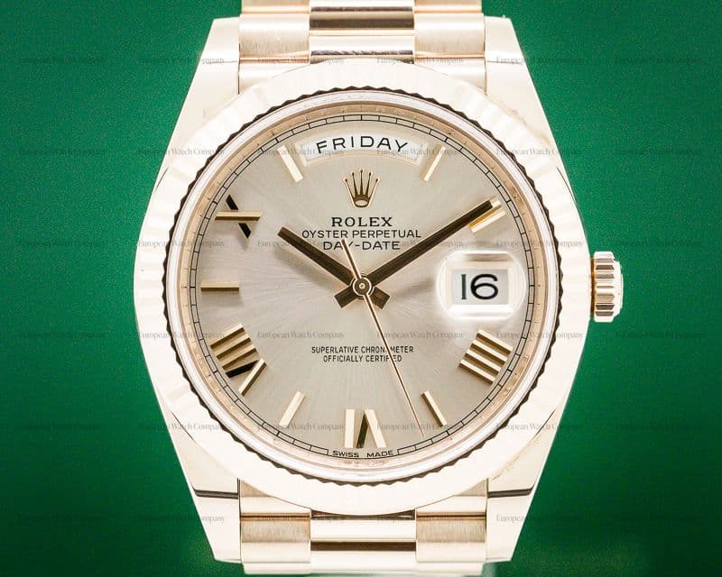 Rolex Day Date Presidential Everose Gold Silver Dial 40MM 