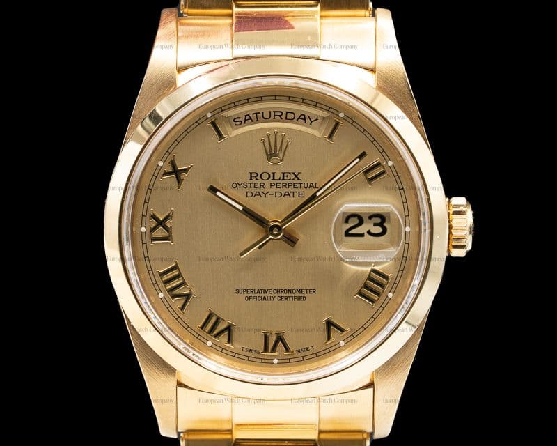 Rolex Day Date Champagne Dial 18k YG Rivet Bracelet FULL SET