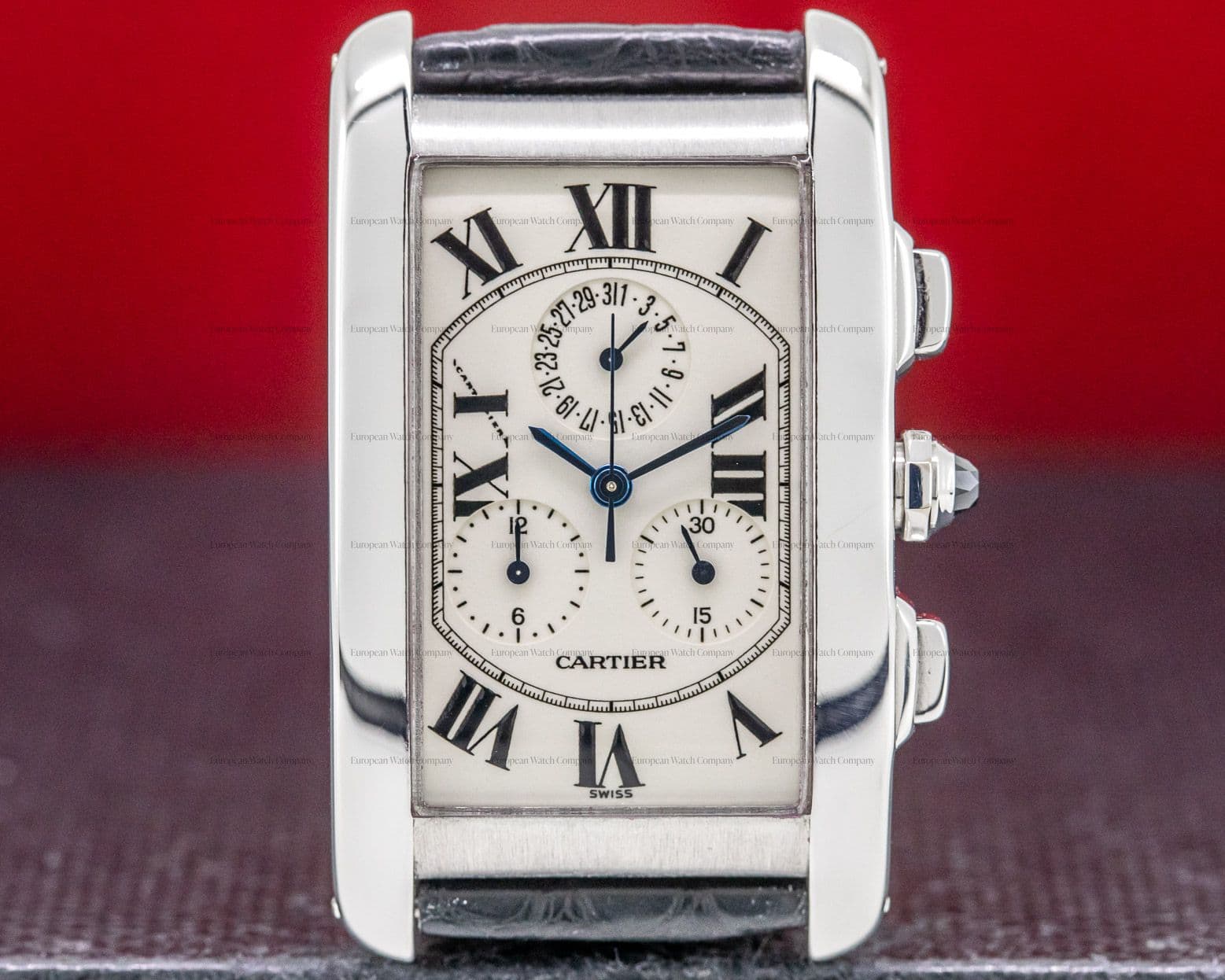 Cartier Tank Americaine Chronograph 18K White Gold / Alligator