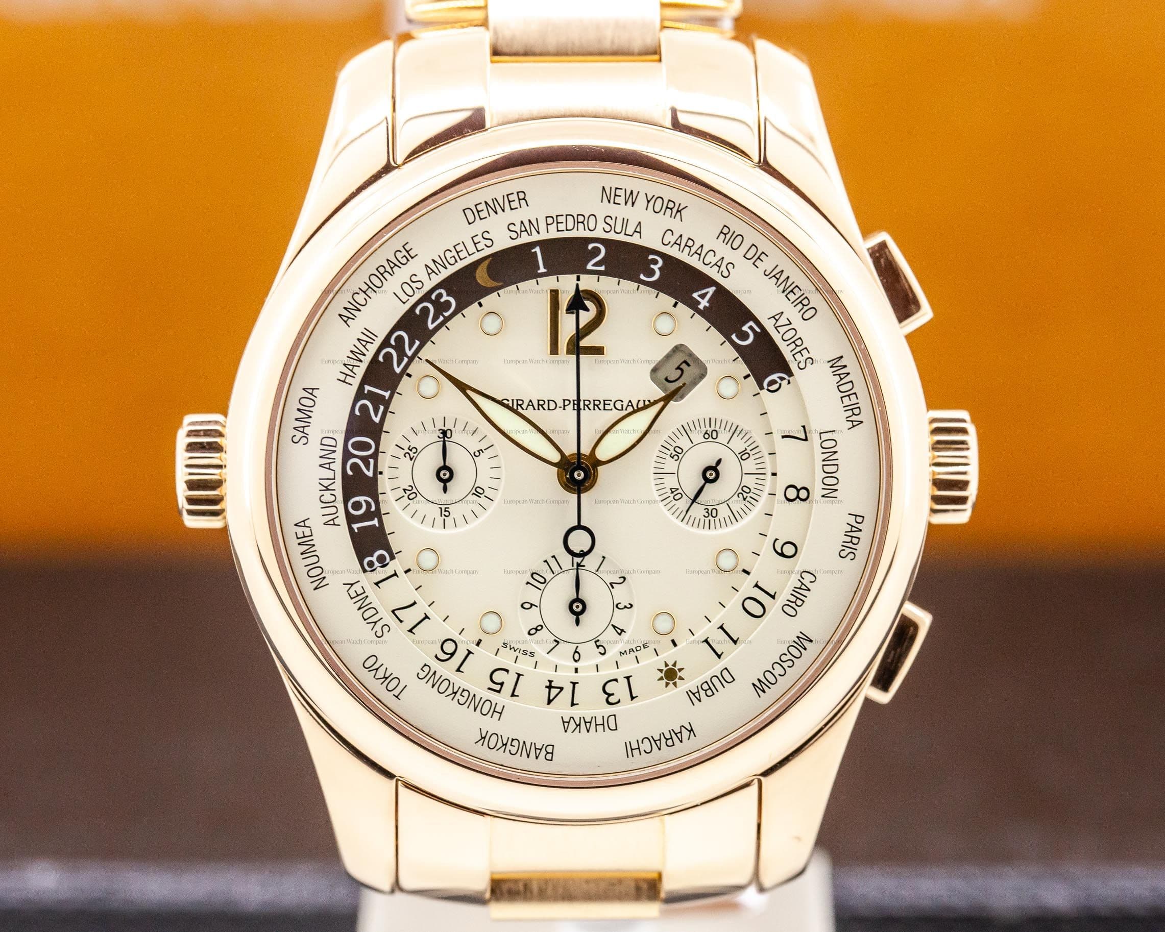 Girard Perregaux World Time WW.TC Chronograph 18K Rose Gold 43MM
