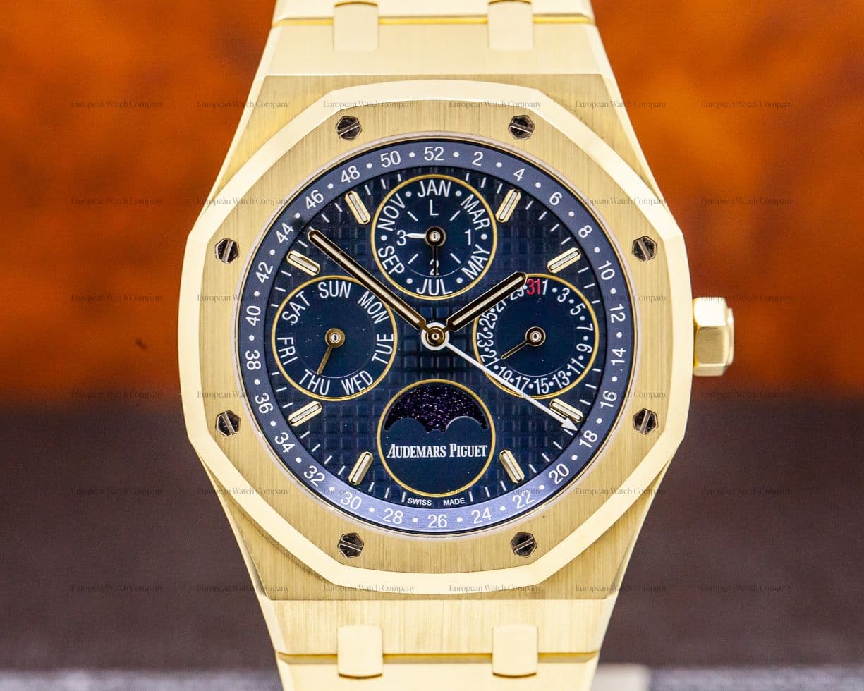Audemars Piguet Royal Oak Perpetual Calendar 18k yellow Gold  Blue Dial + Extras