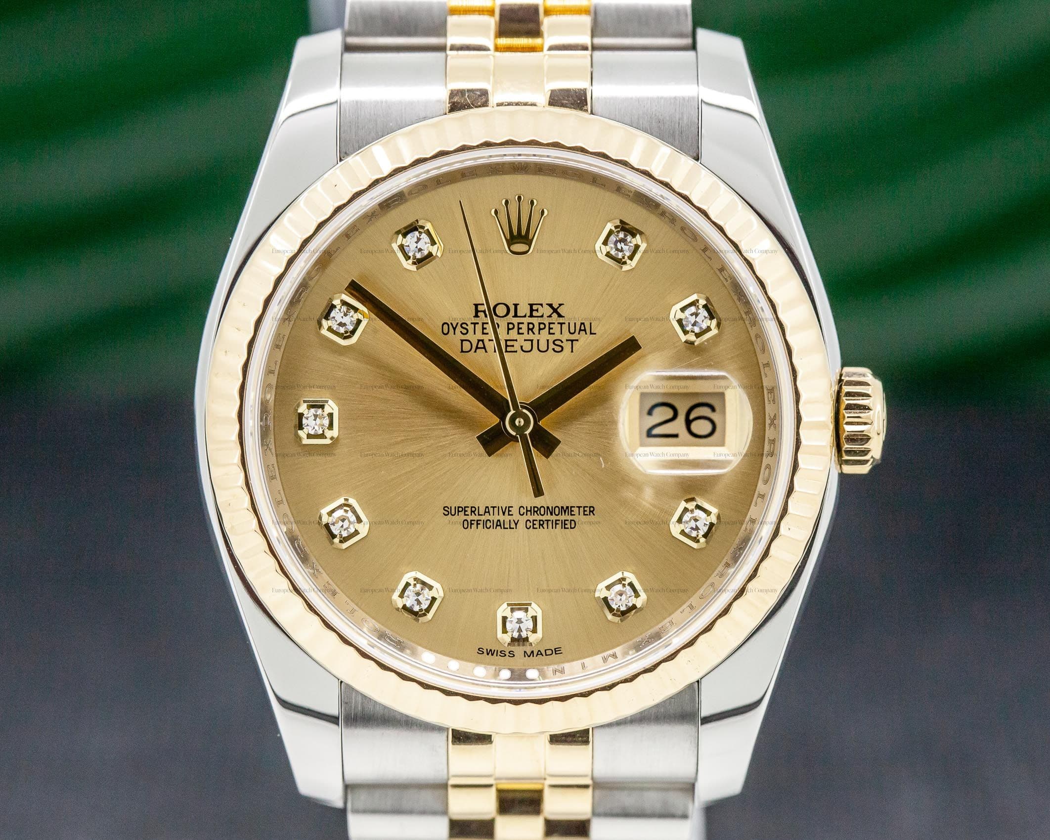 Rolex Datejust Champagne Diamond Dial 18K / SS