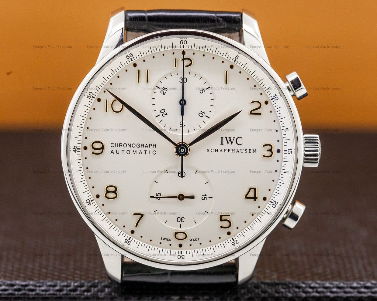 IWC Portuguese Chronograph Silver Dial Gold Numerals SS