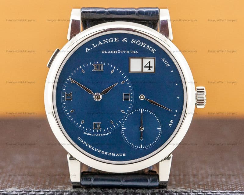 A. Lange and Sohne Lange 1 Blue Dial NEW MODEL 18k White Gold DISCONTINUED 
