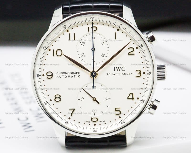 IWC Portuguese Chronograph SS Silver Dial / Gold Numerals 