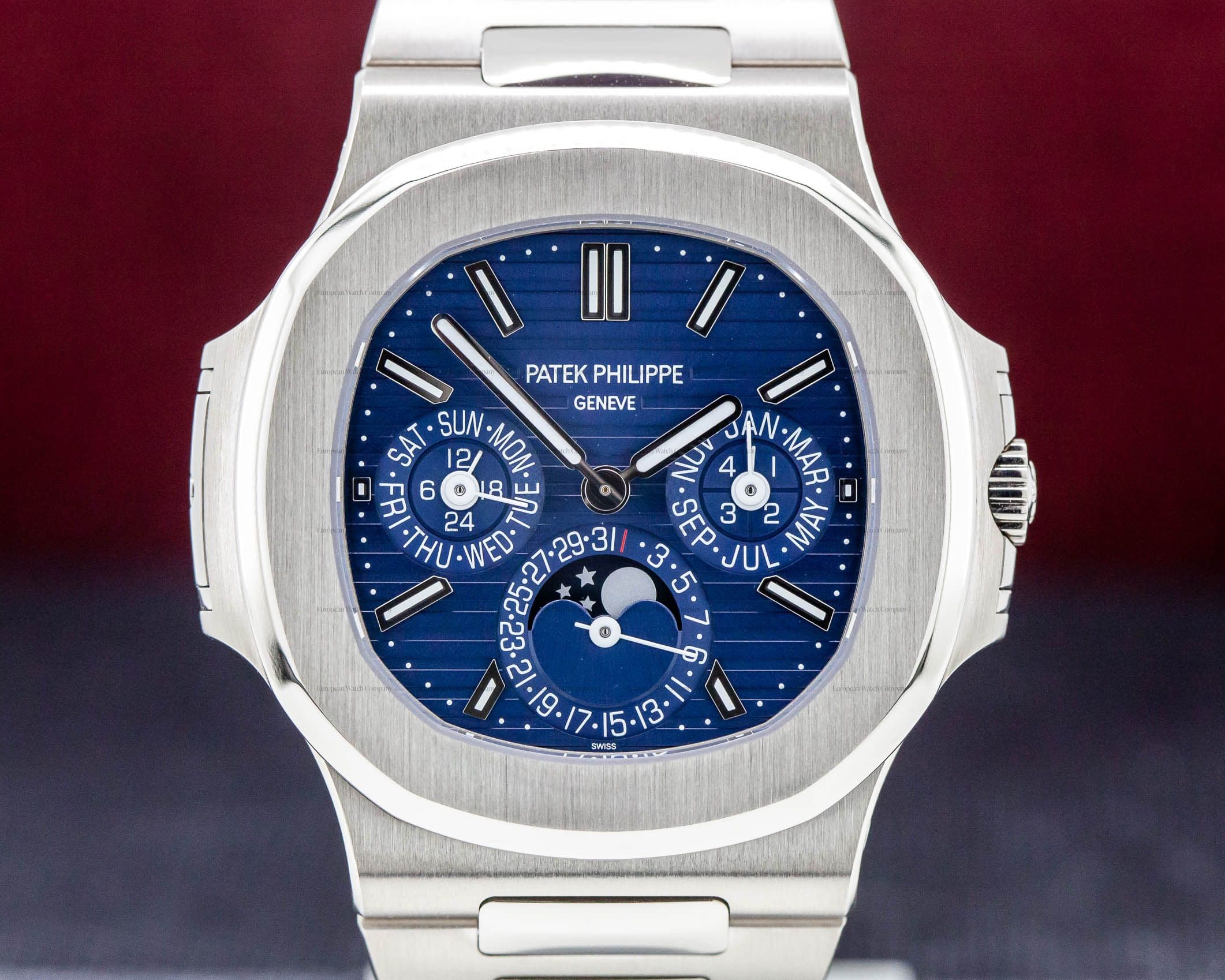 Patek Philippe Nautilus 5740 Perpetual Calendar 18k White Gold Blue Dial UNWORN