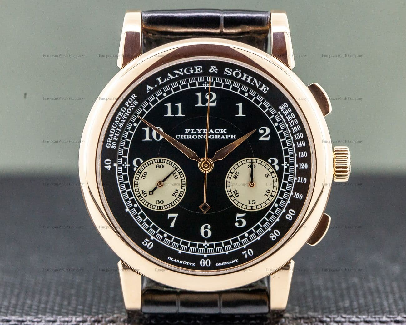 A. Lange and Sohne 1815 Flyback Chronograph Black Dial 18K Rose Gold 