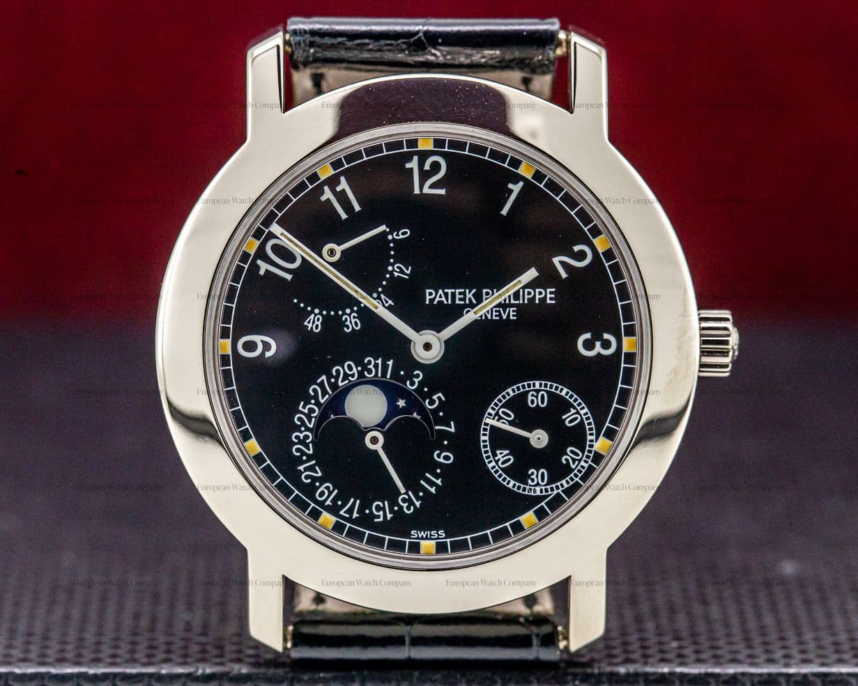 Patek Philippe Moon Phase Power Reserve Black Dial 18K White Gold 