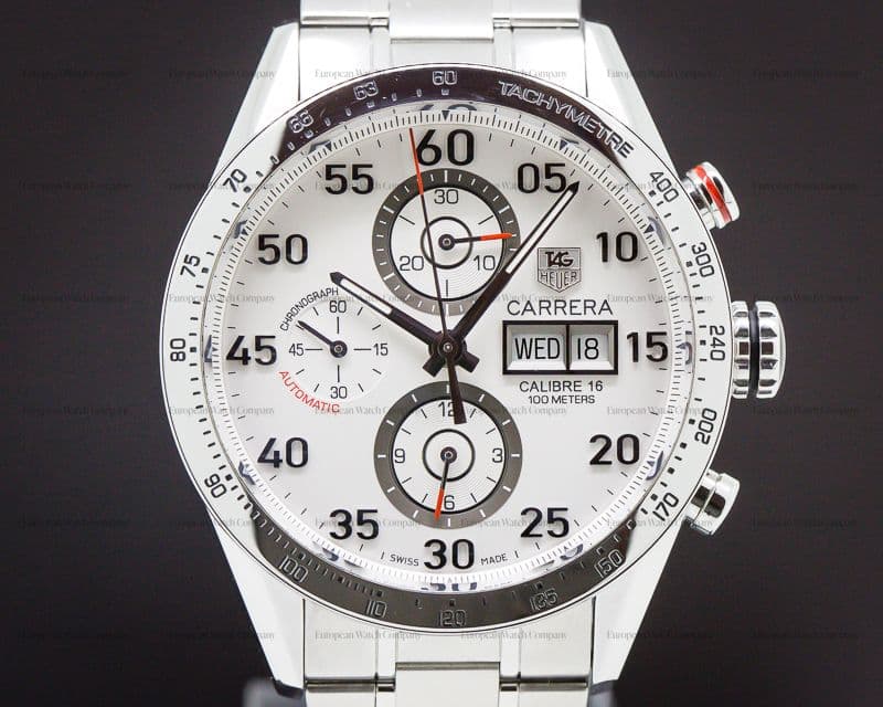 TAG Heuer Carrera Day Date Chronograph SS / SS White Dial