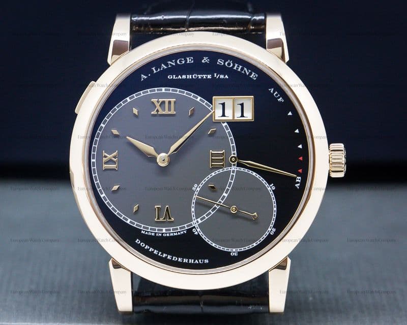 A. Lange and Sohne Grand Lange 1 18K Rose Gold Black Dial