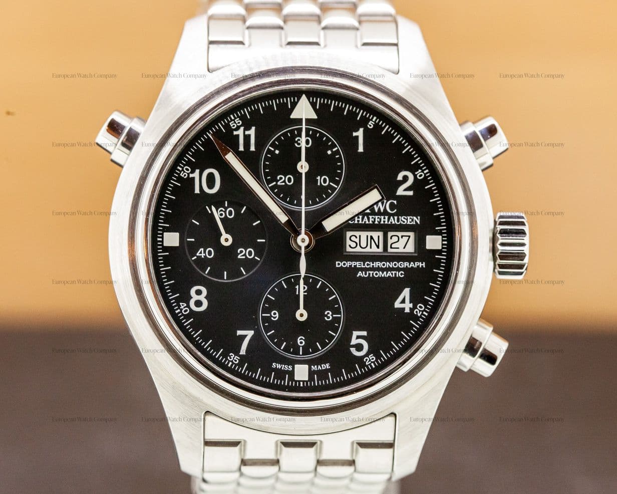 IWC Pilot Spitfire Split Second Doppelchronograph Black Dial SS