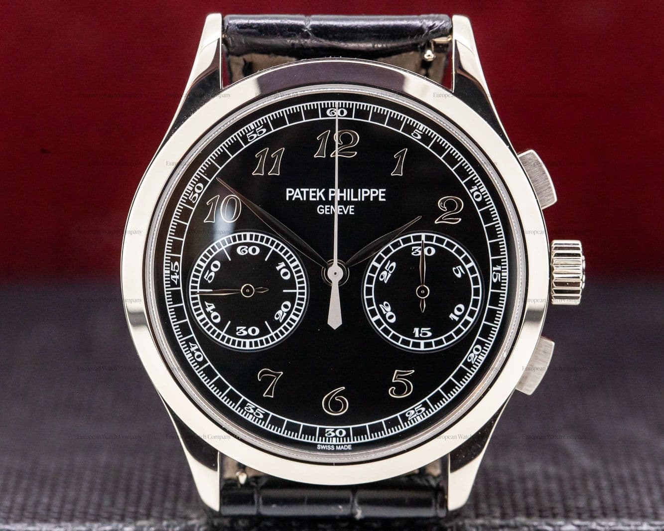 Patek Philippe Chronograph 18K White Gold Black Dial 