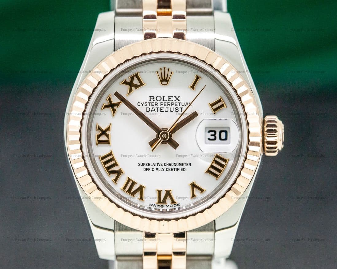 Rolex Lady Datejust 18K Rose/ SS Jubillee White Roman Dial