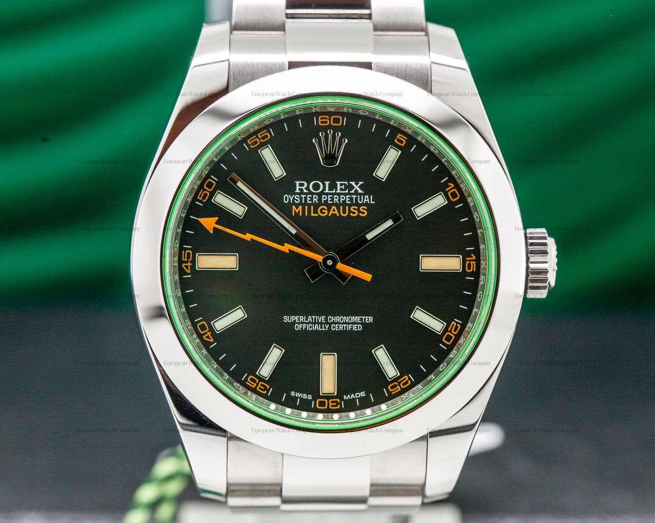 Rolex Milgauss SS Black Dial Green Crystal UNWORN
