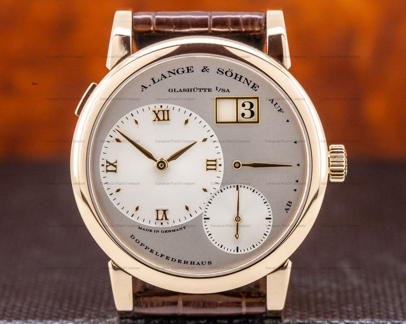 A. Lange and Sohne Lange 1 18K Rose Gold Silver Dial