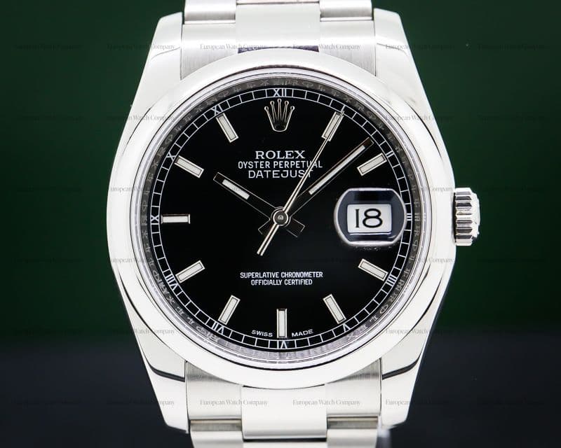 Rolex Datejust Black Stick Dial SS / SS
