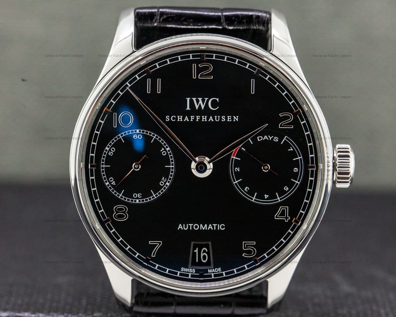 IWC Portuguese 7 Day Automatic SS Black Dial