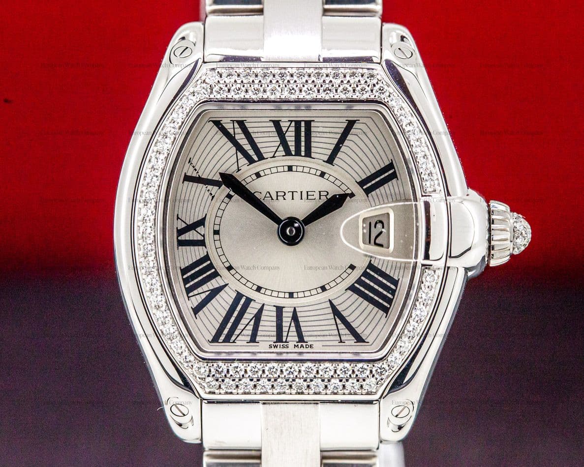 Cartier Roadster Ladies 18K White Gold Diamond Bezel