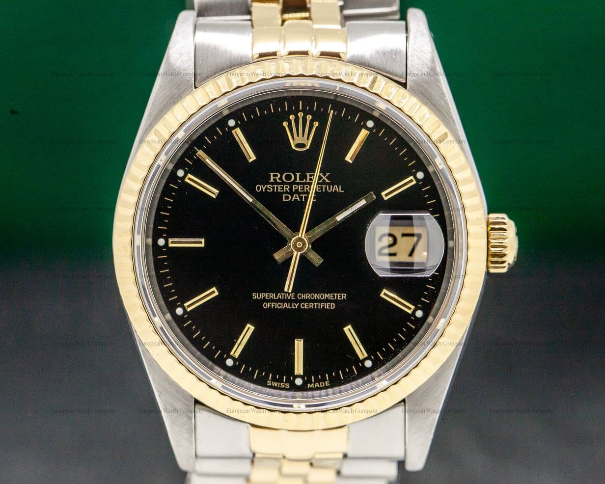 Rolex Oyster Date Black Dial 18K / SS 