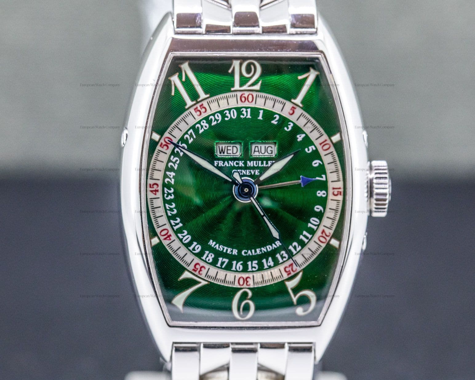 Franck Muller Cintree Curvex Master Calendar 18K White Gold /Unique Green Dial 
