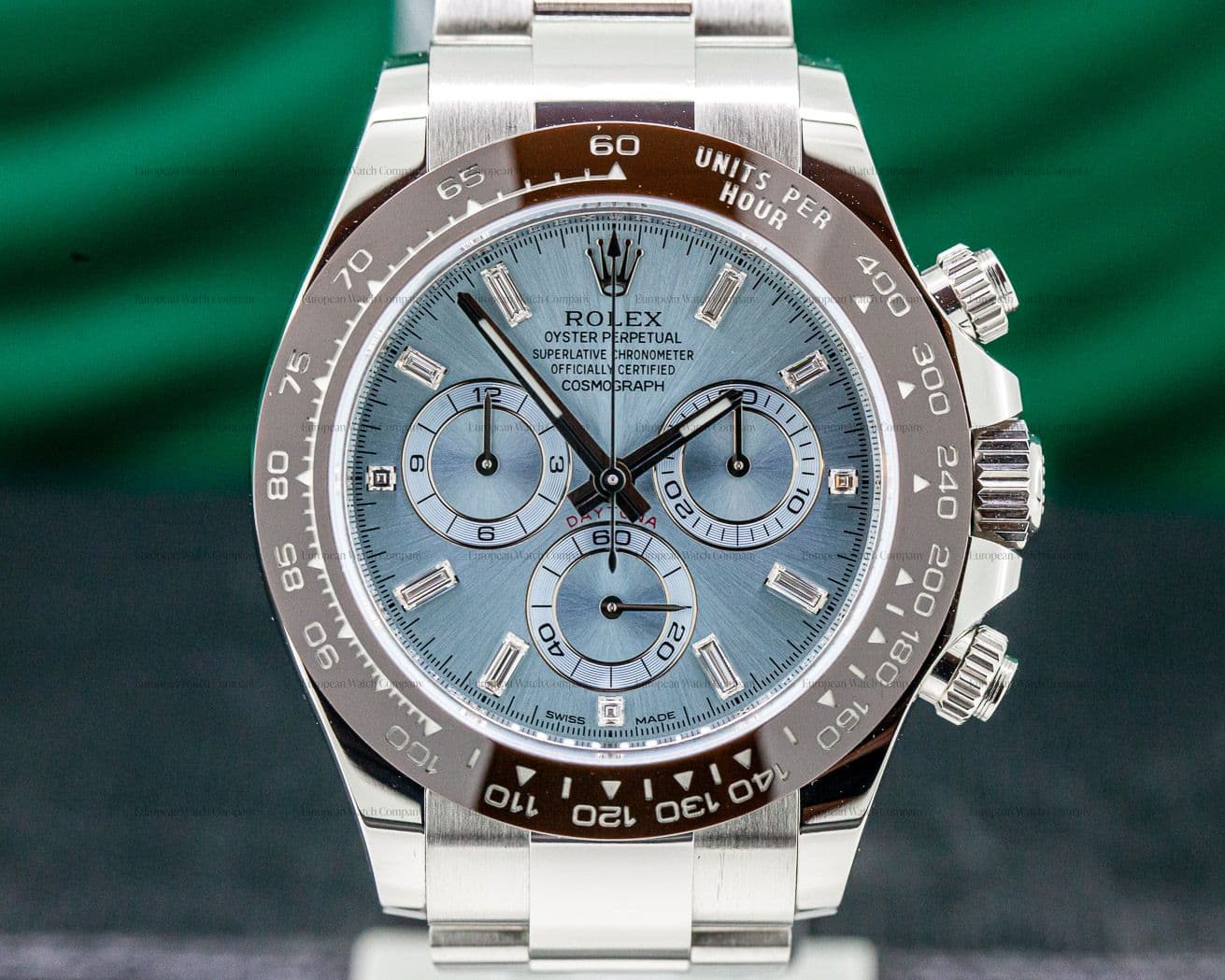 Rolex Daytona Platinum Glacier Blue / Brown Ceramic DIAMONDS