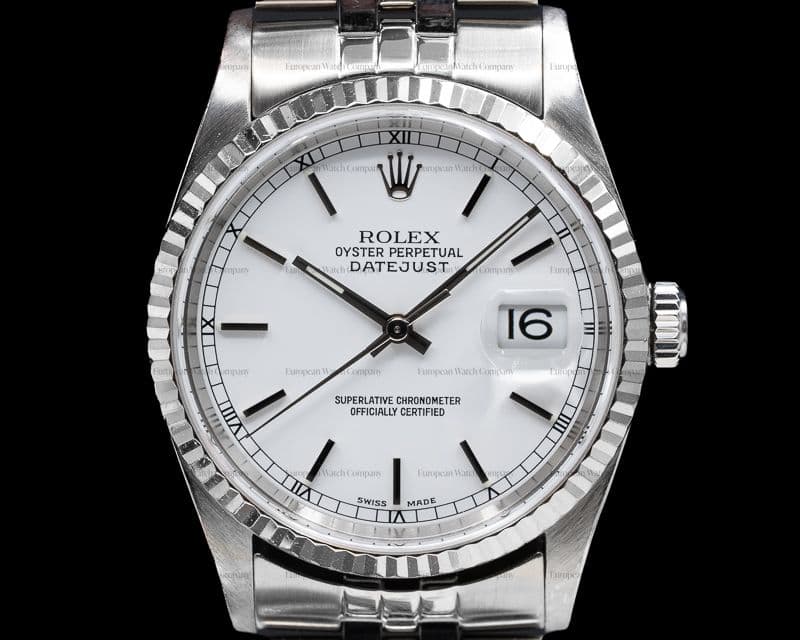 Rolex Datejust White Stick Dial SS / SS
