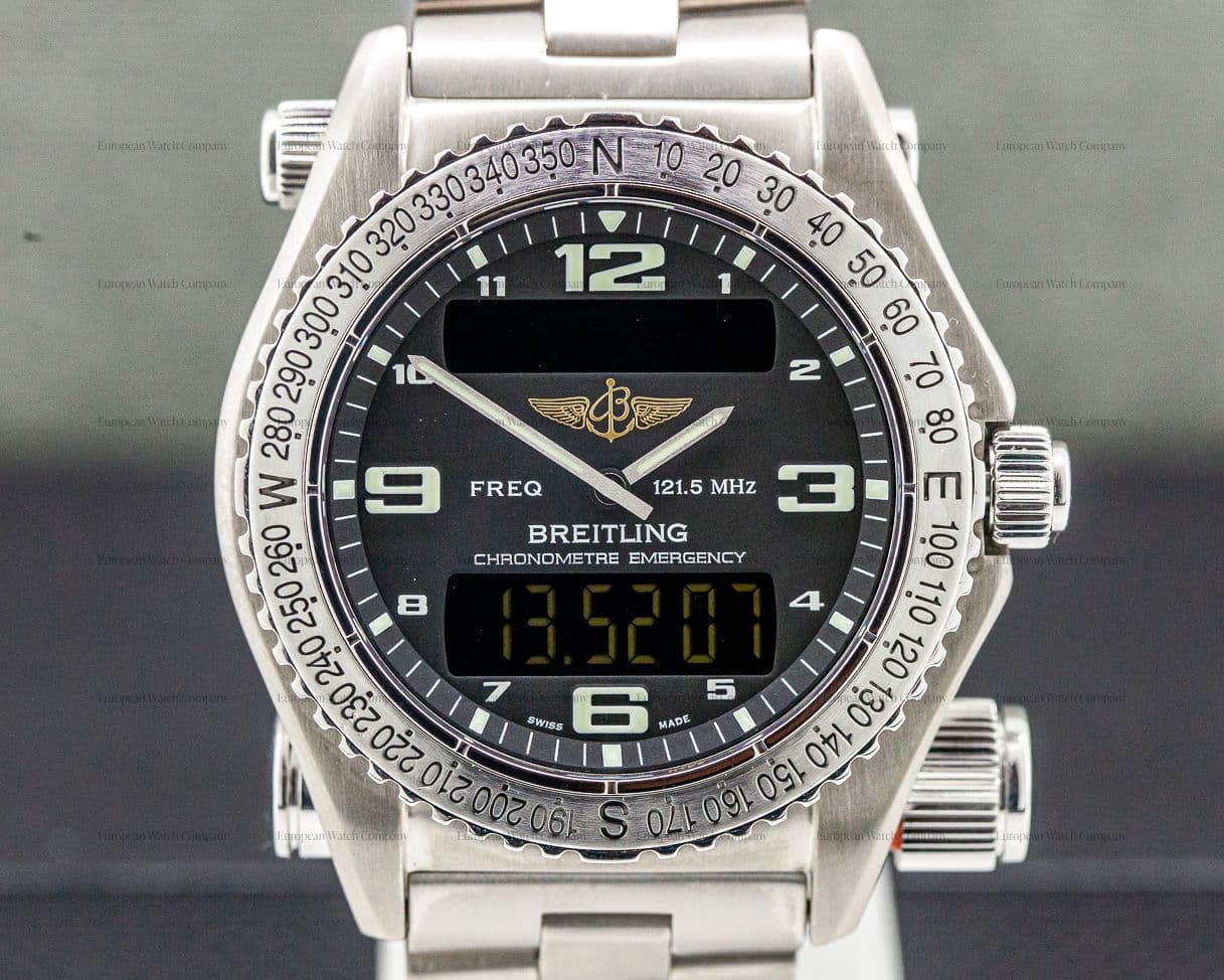 Breitling Emergency Black Dial SUPERQUARTZ Titanium FULL SET