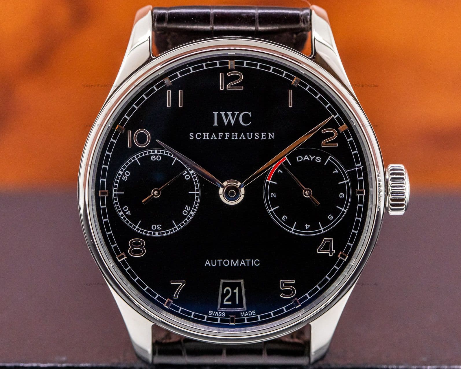 IWC Portuguese 7 Day Automatic SS Black Dial