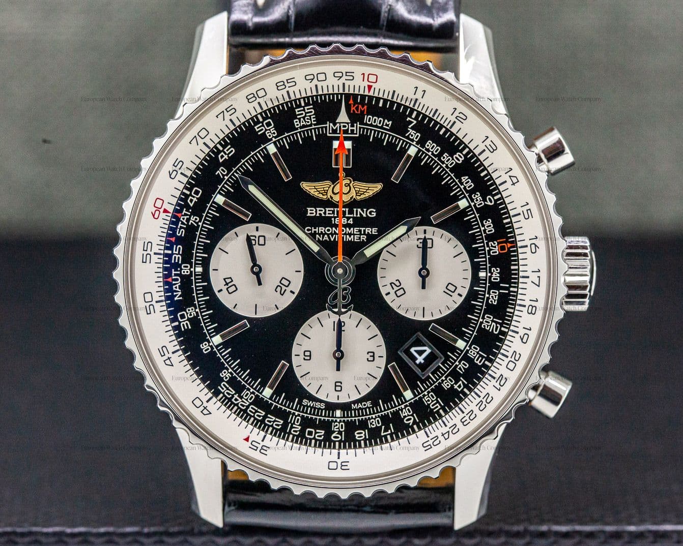 Breitling Navitimer 01 Chronograph Black Dial Black Leather