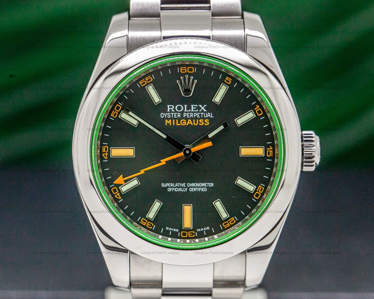 Rolex Milgauss SS Black Dial Green Crystal
