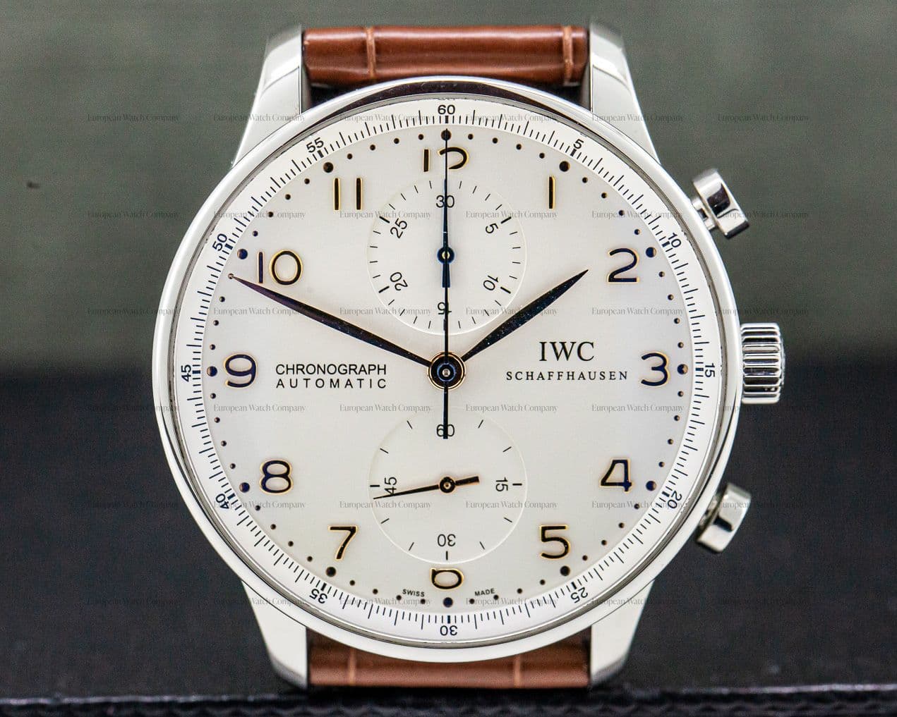IWC Portuguese Chronograph Silver Dial Gold Numerals SS