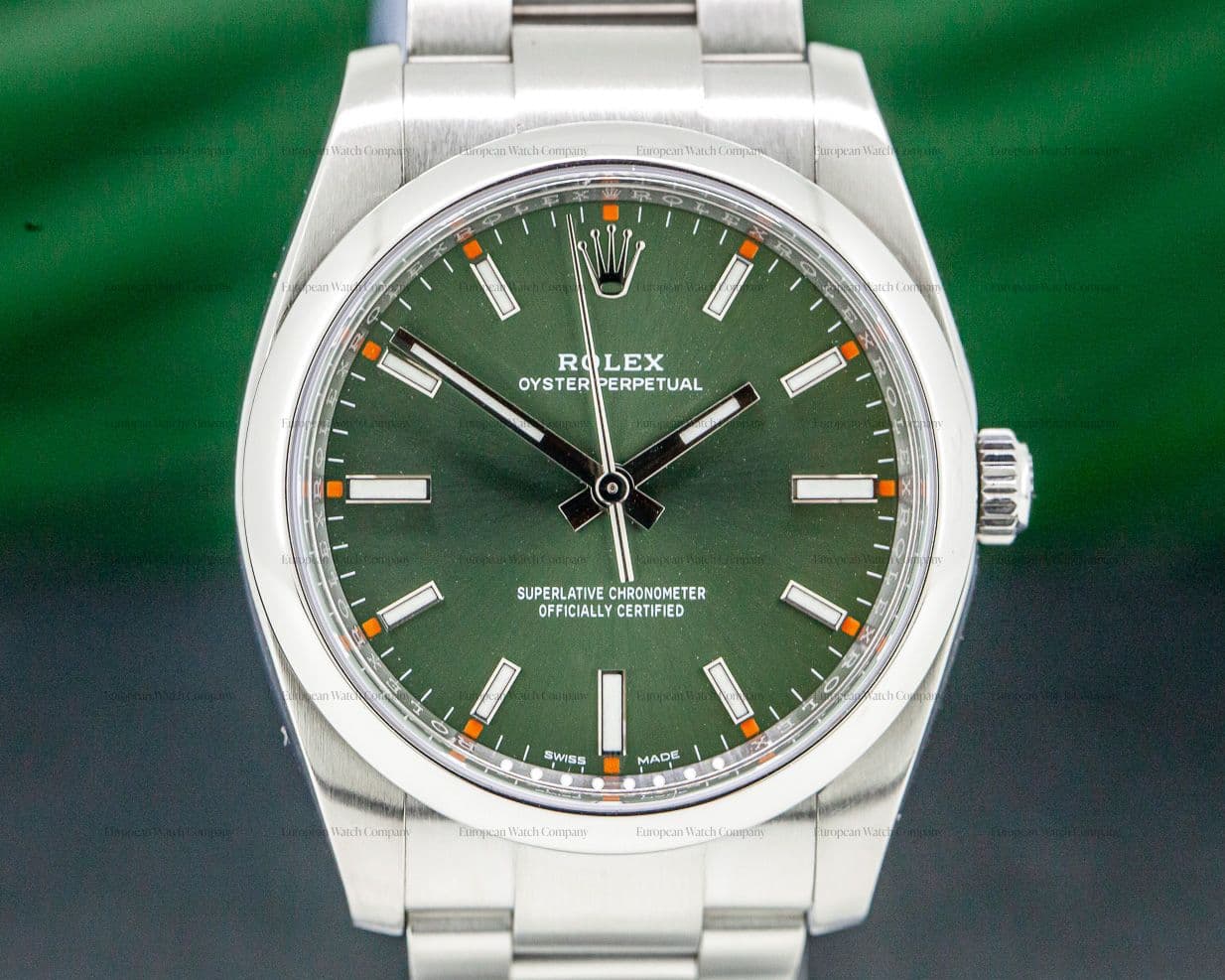 Rolex Oyster Perpetual Olive Green Dial SS