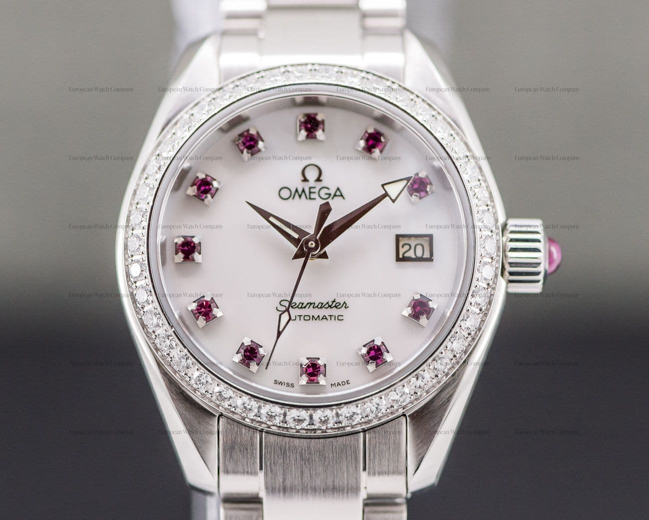 Omega Ladies Aqua Terra Automatic Mother of Pearl and Ruby Dial