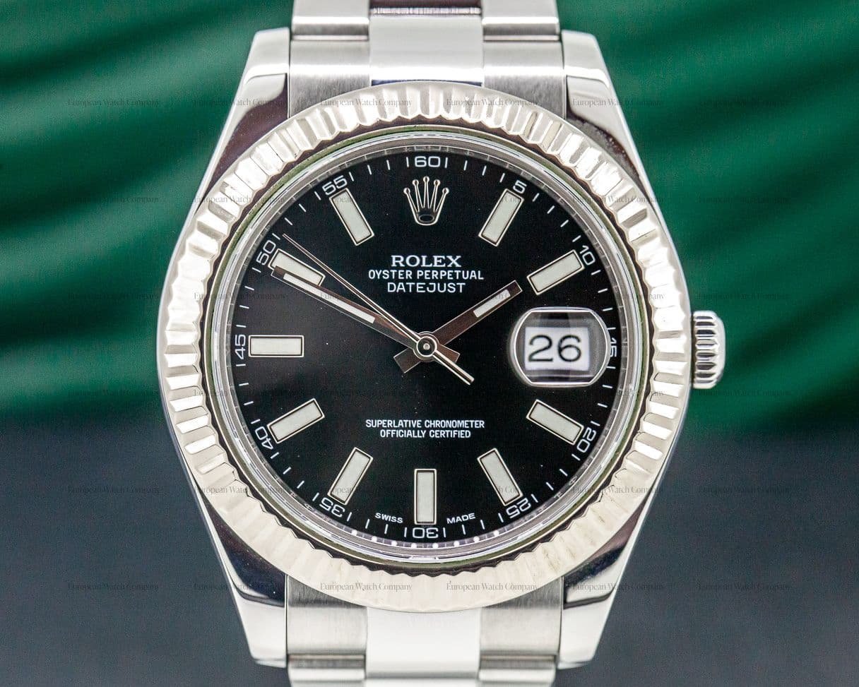 Rolex Datejust II White Stick Black Dial SS  