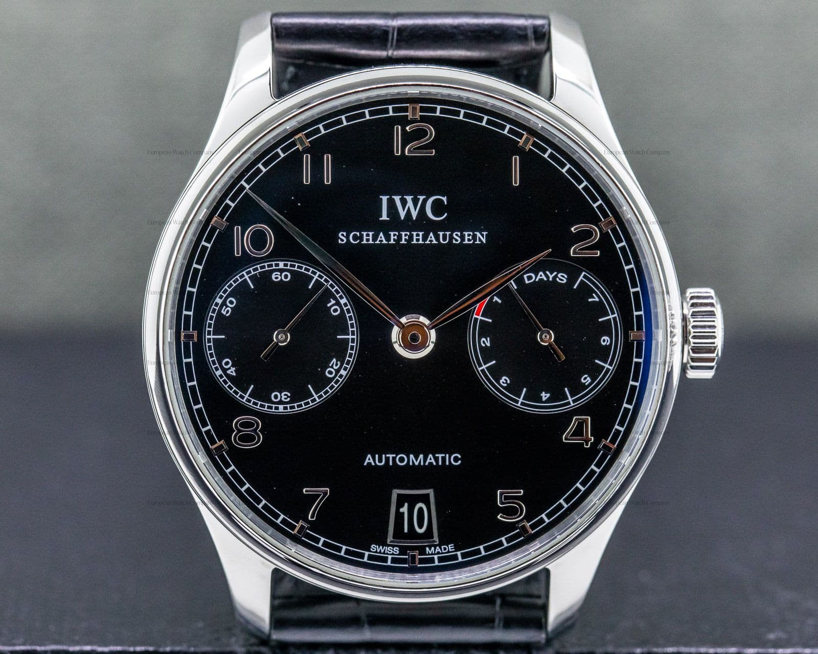 IWC Portuguese 7 Day Automatic SS Black Dial