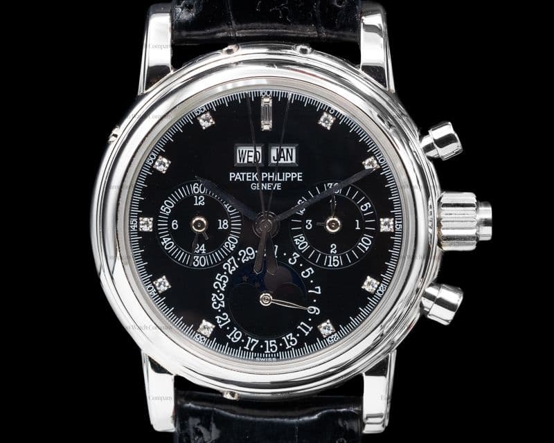 Patek Philippe Perpetual Calendar Split 5004 Platinum / Black Diamond Dial