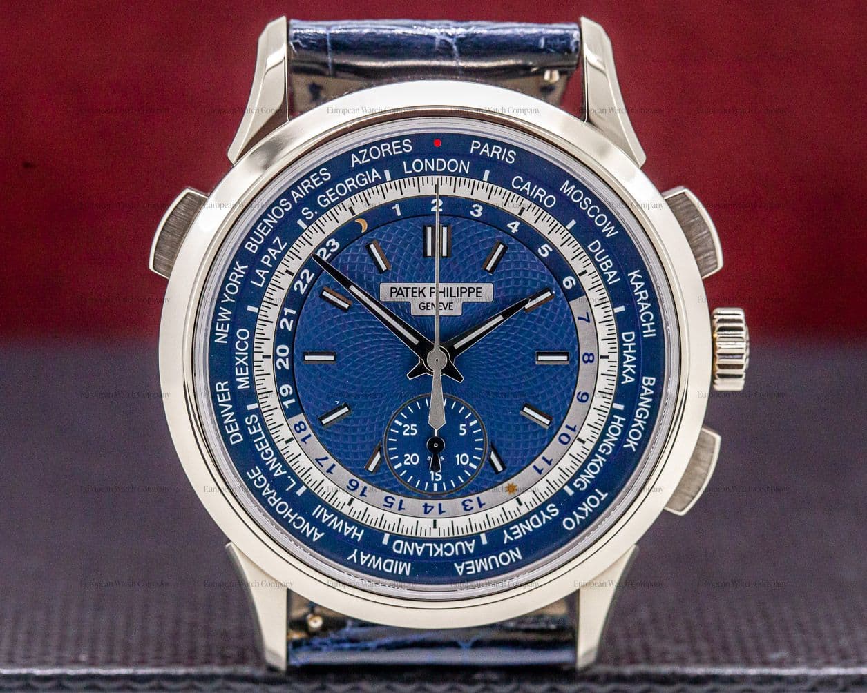 Patek Philippe World Time Chronograph 18k White Gold 