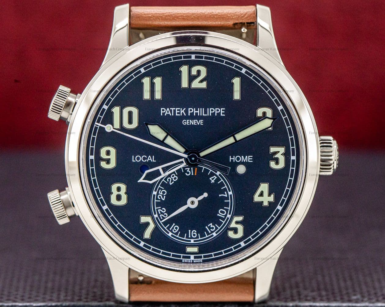 Patek Philippe Calatrava Pilot Travel Time 18k White Gold UNWORN  