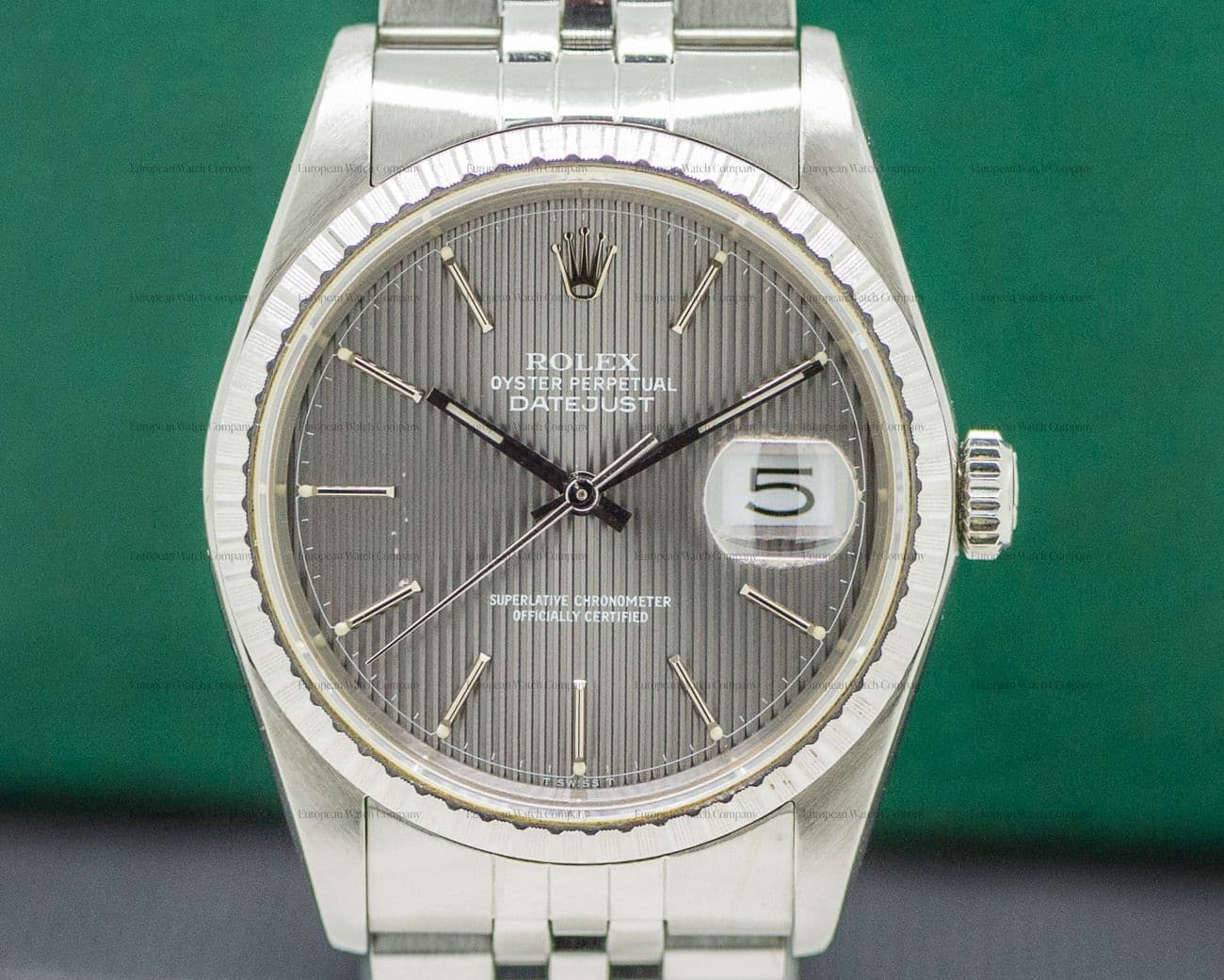 Rolex Datejust Grey Tapestry Dial SS Jubilee