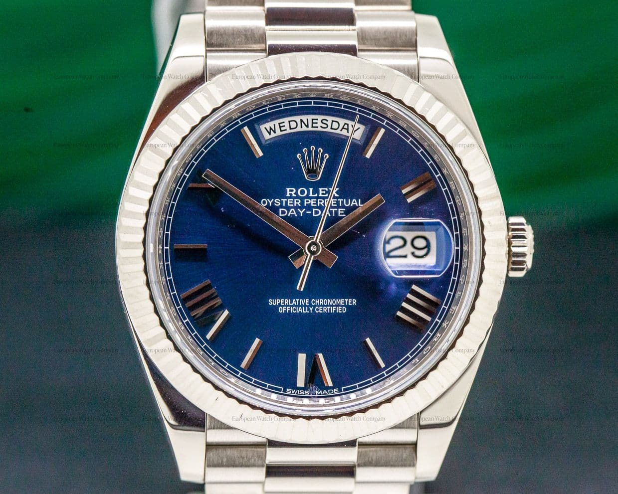 Rolex Day Date President 18K White Gold Blue Dial 40MM
