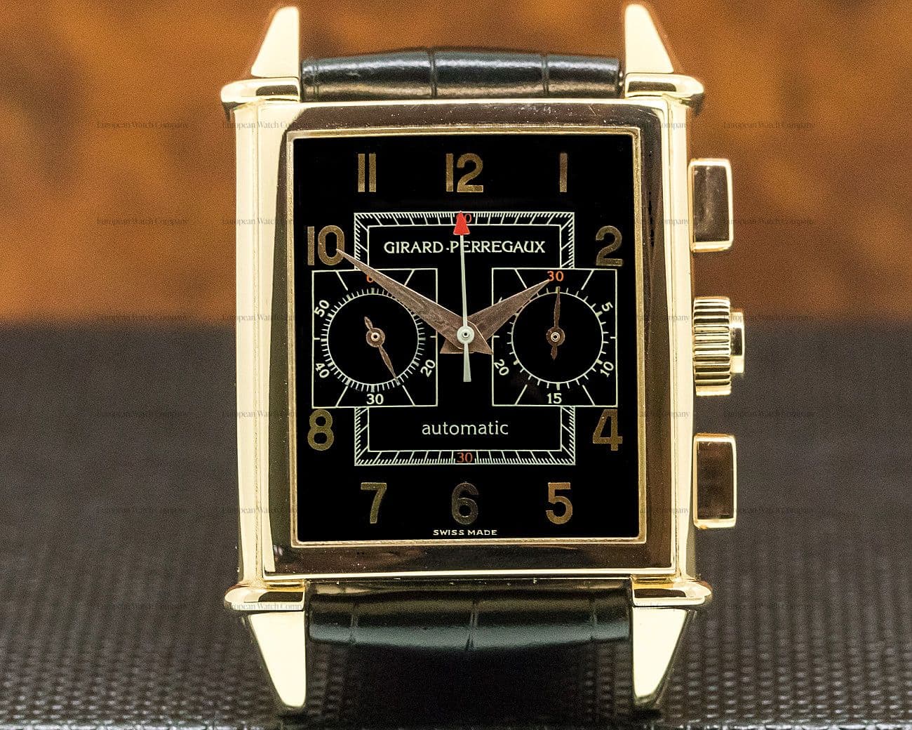 Girard Perregaux Vintage 1945 Chronograph 18k Rose Gold Black Dial