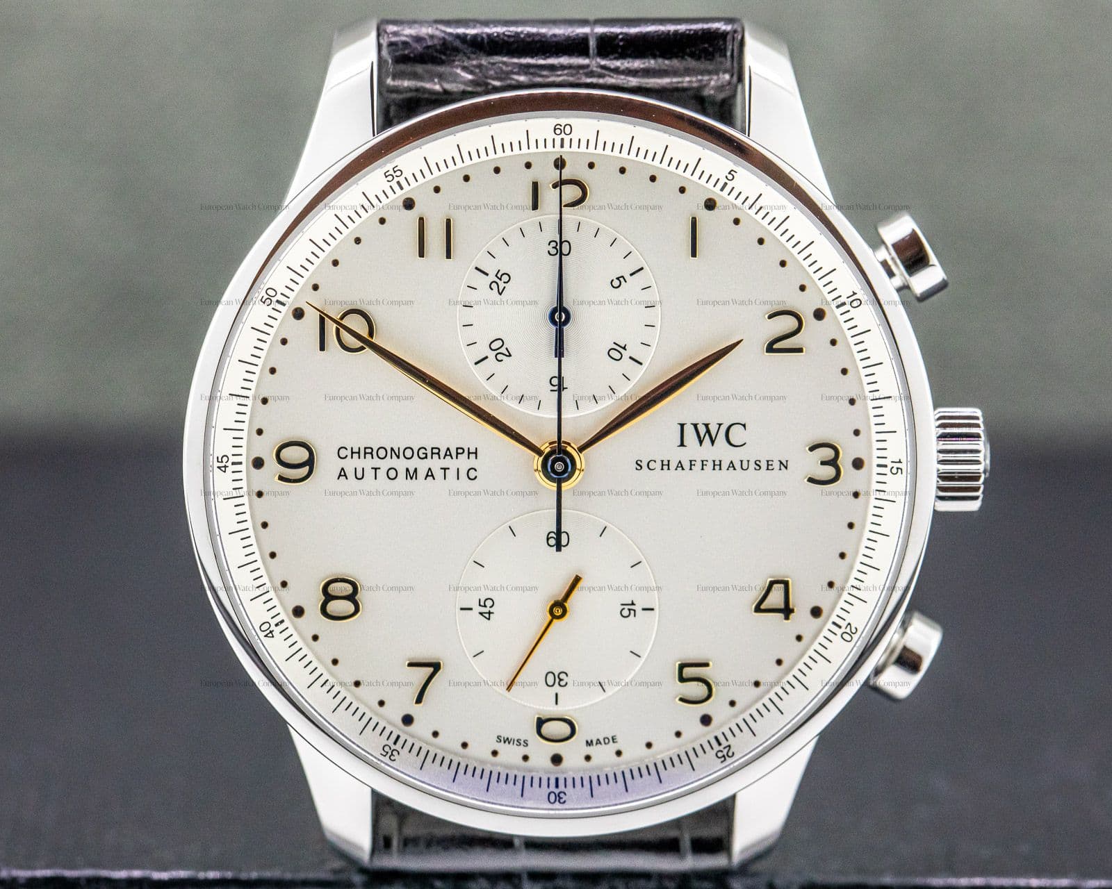 IWC Portuguese Chronograph Silver Dial Gold Numerals SS