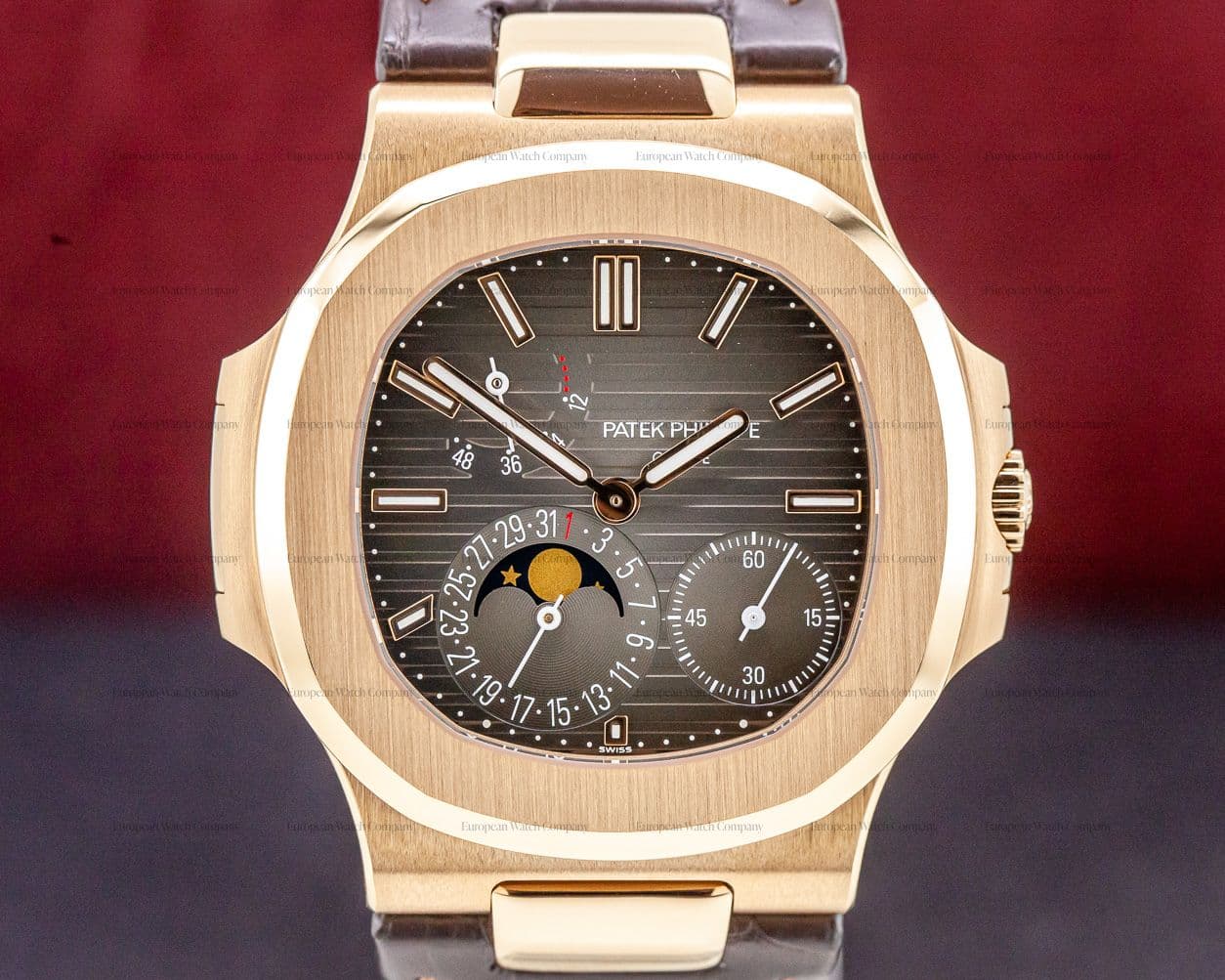 Patek Philippe Jumbo Nautilus Power Reserve Moon 18K Rose Gold