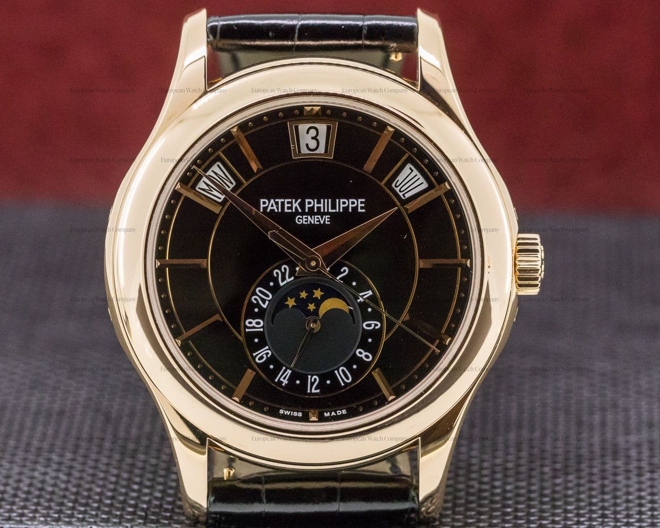 Patek Philippe Annual Calendar Black Dial 18k Rose Gold 

