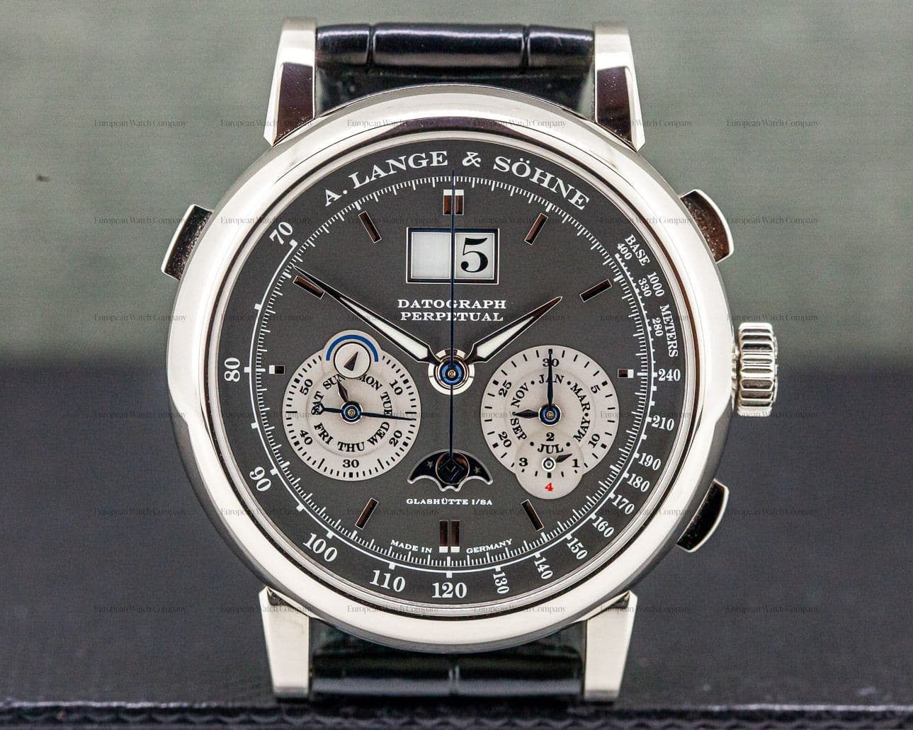 A. Lange and Sohne Datograph Perpetual Calendar Chronograph White Gold RARE 