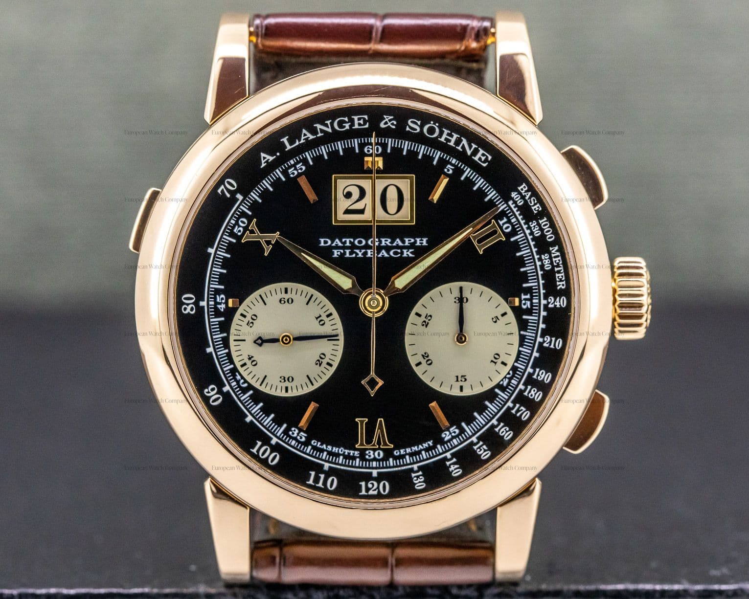 A. Lange and Sohne Datograph 18K Rose Gold Black Dial COMPLETE "DUFOUR"